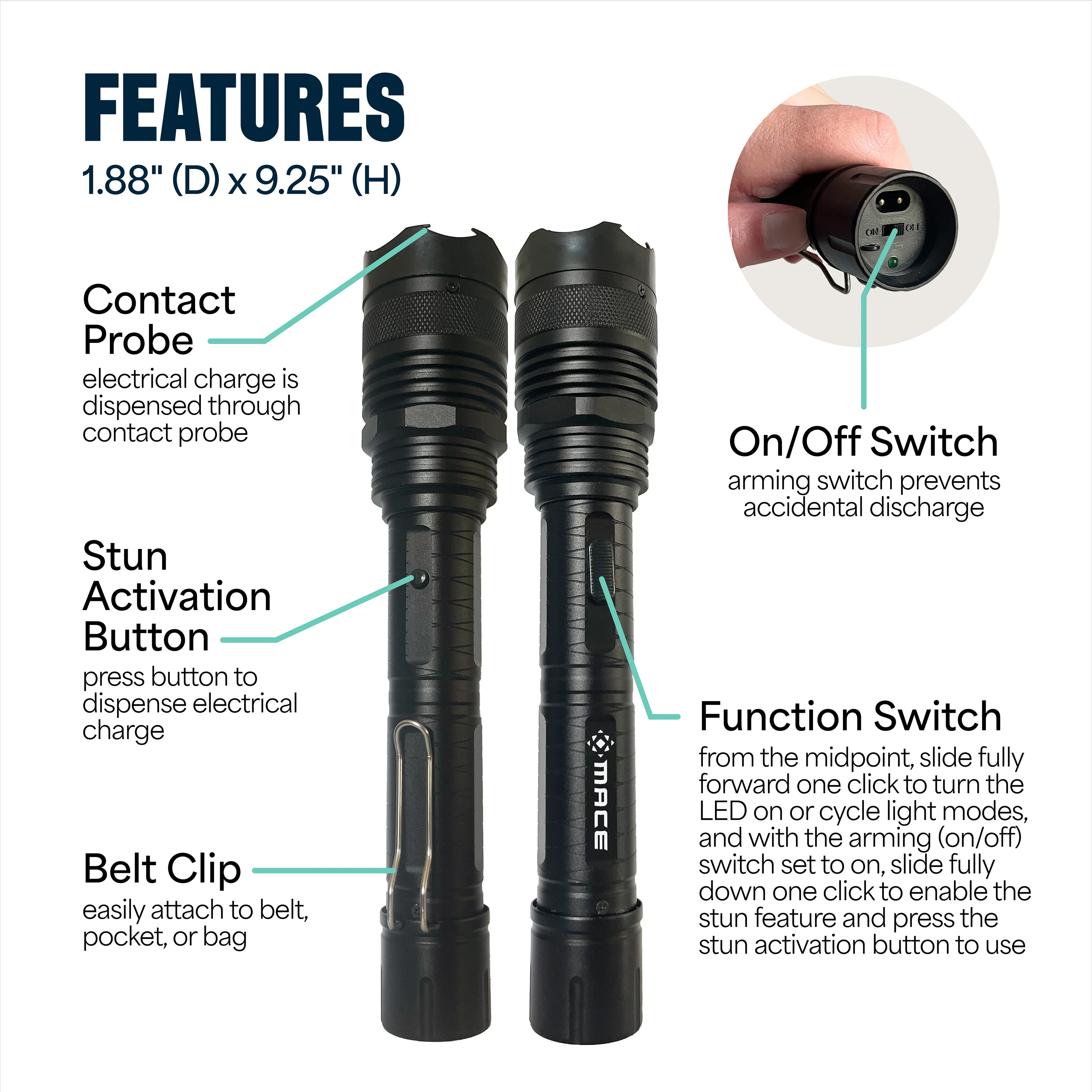Mace Tactical Stun Gun Flashlight - Image 8