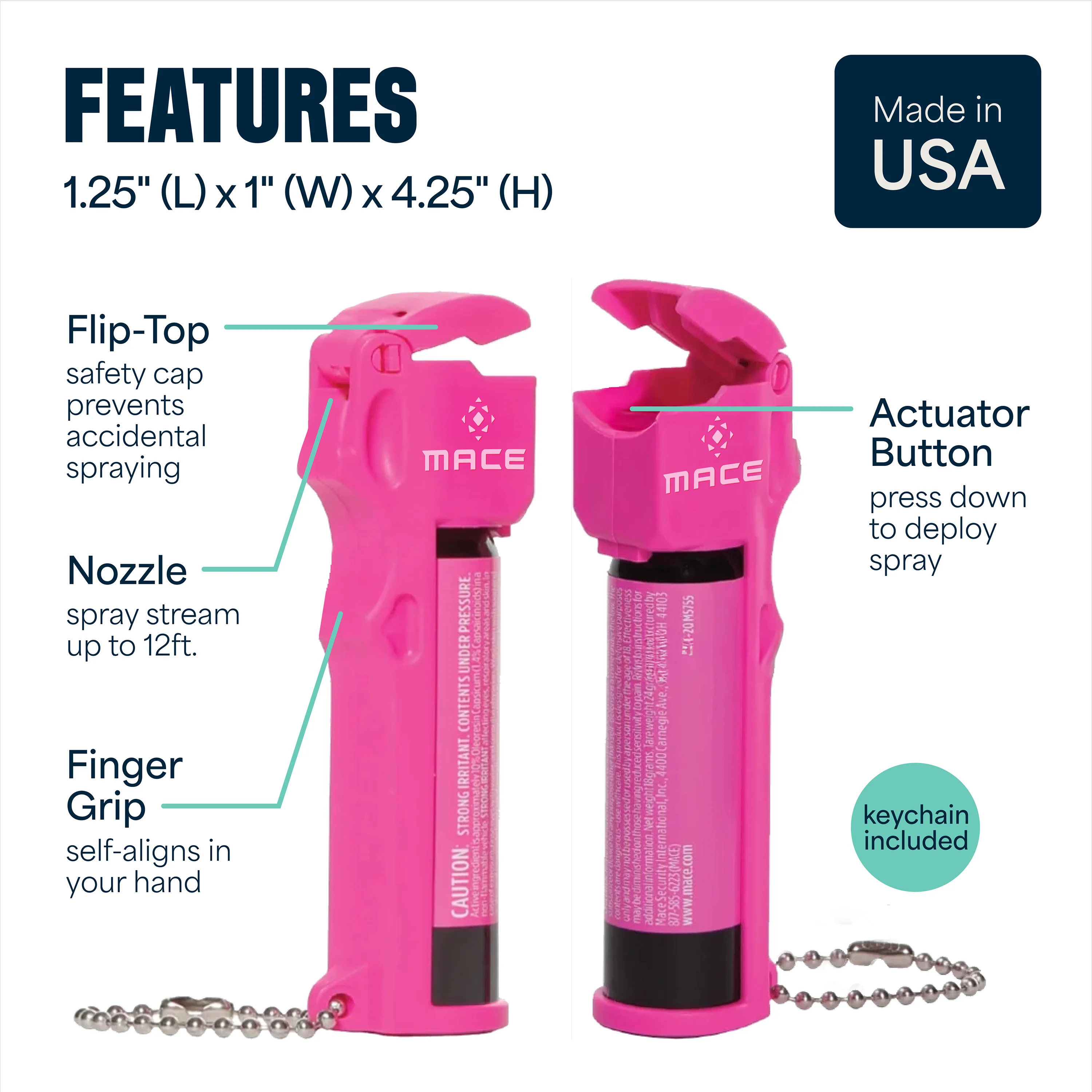 Mace Ergo Stun Gun with LED & Personal Model Pepper Spray - Pink - Image 7