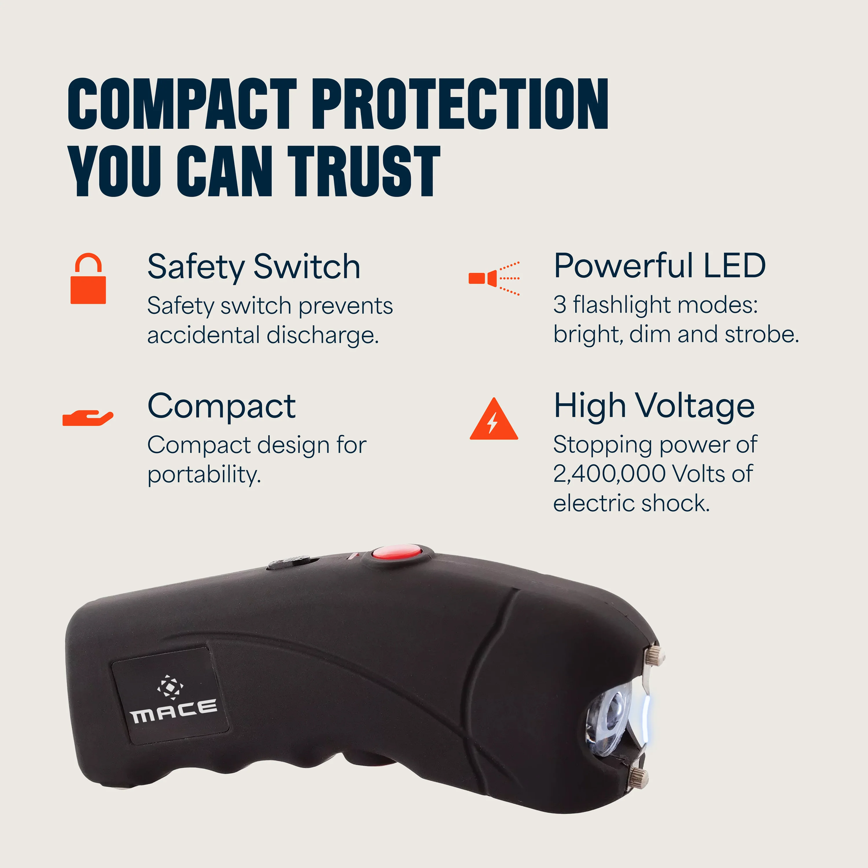 Mace Ergo Stun Gun with LED - Black - Image 2