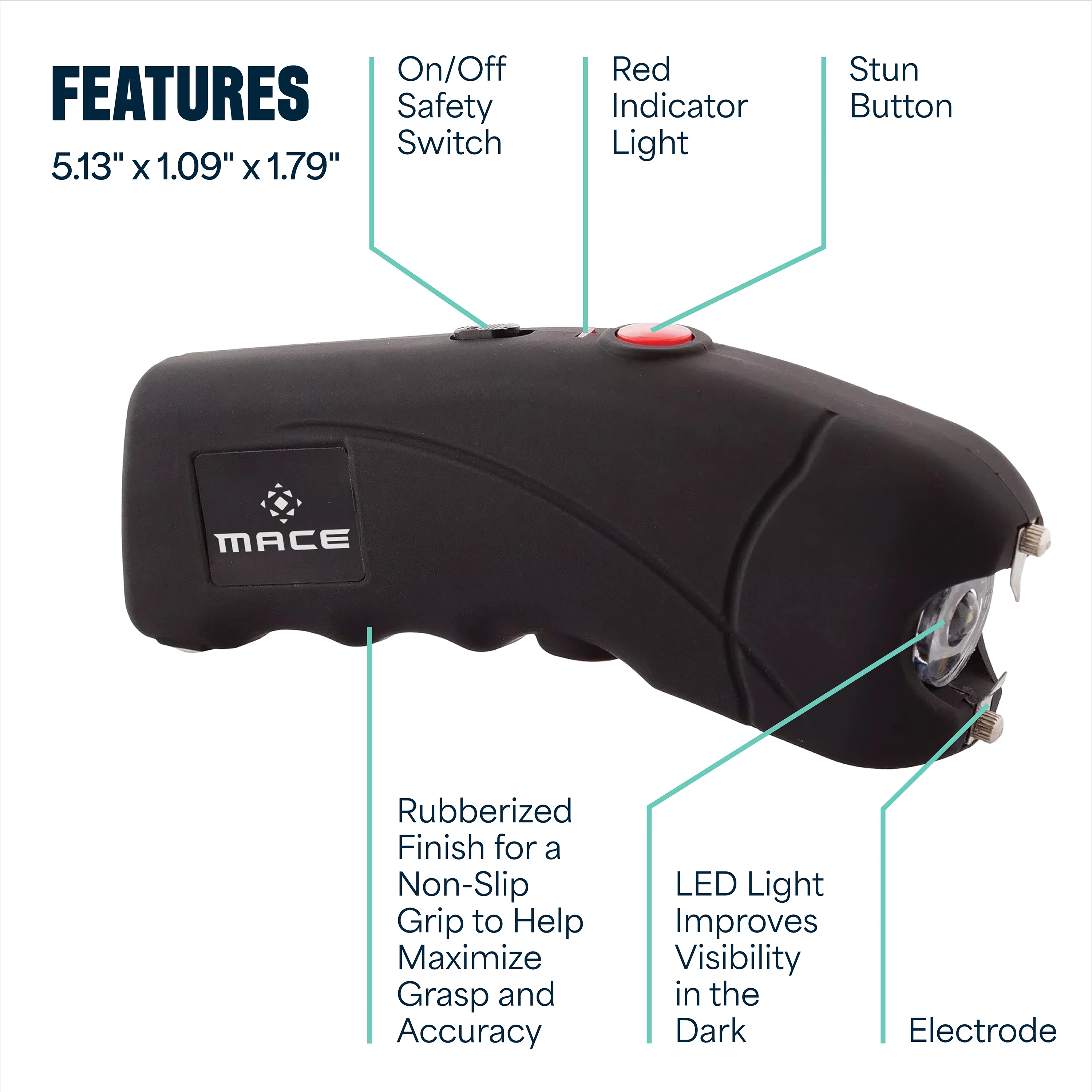 Mace Ergo Stun Gun with LED - Black - Image 5