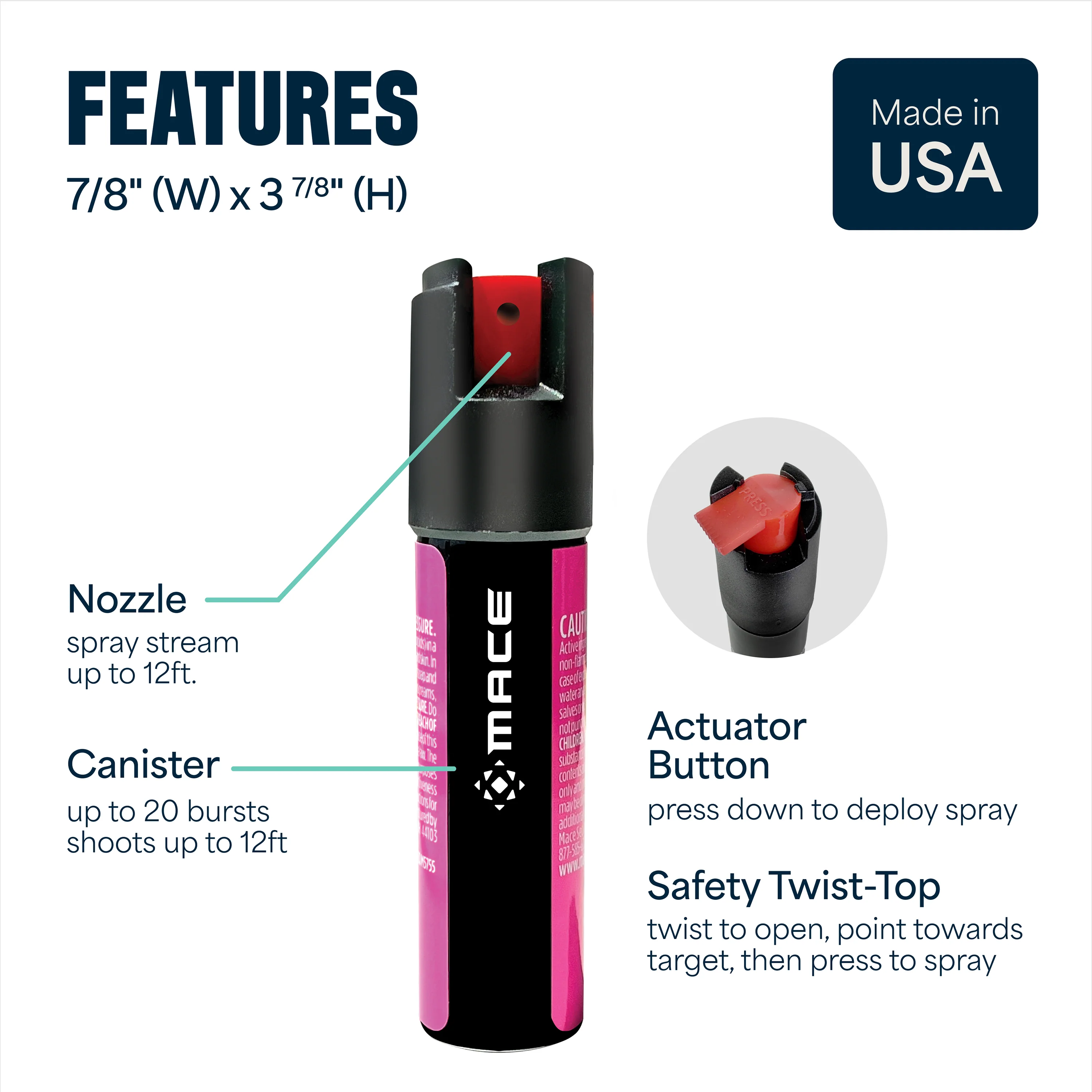 Mace Twist Lock Pepper Spray - Pink - Image 6