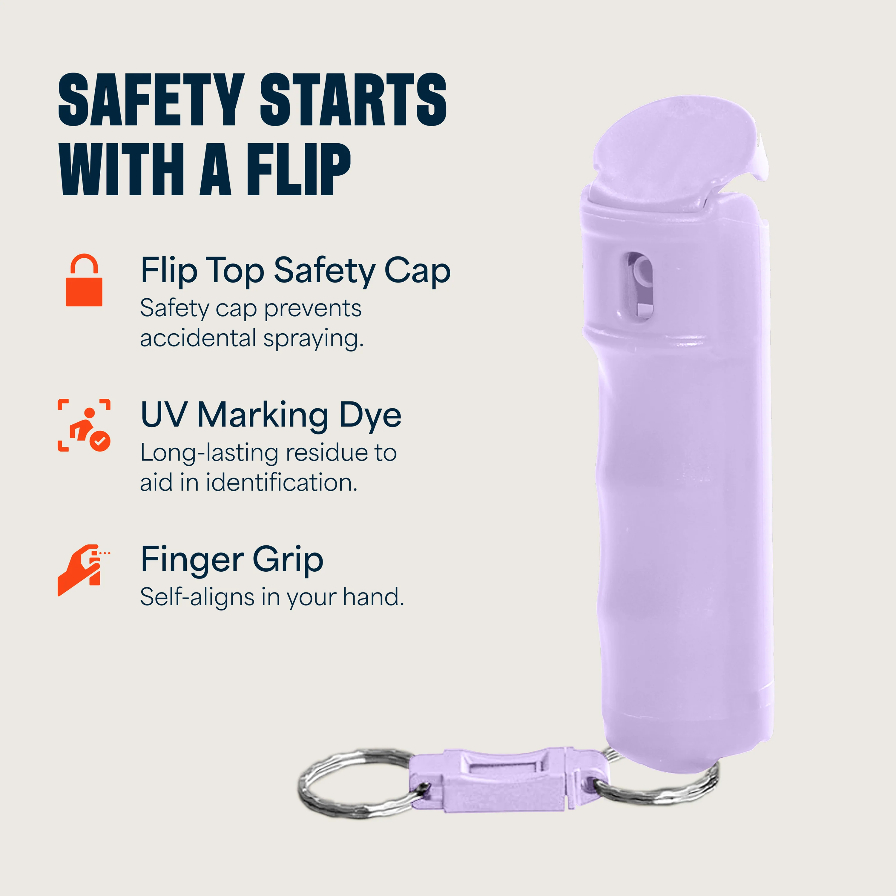Quick Release Compact Hard Case Pepper Spray 3 Pack - Lilac - Image 3