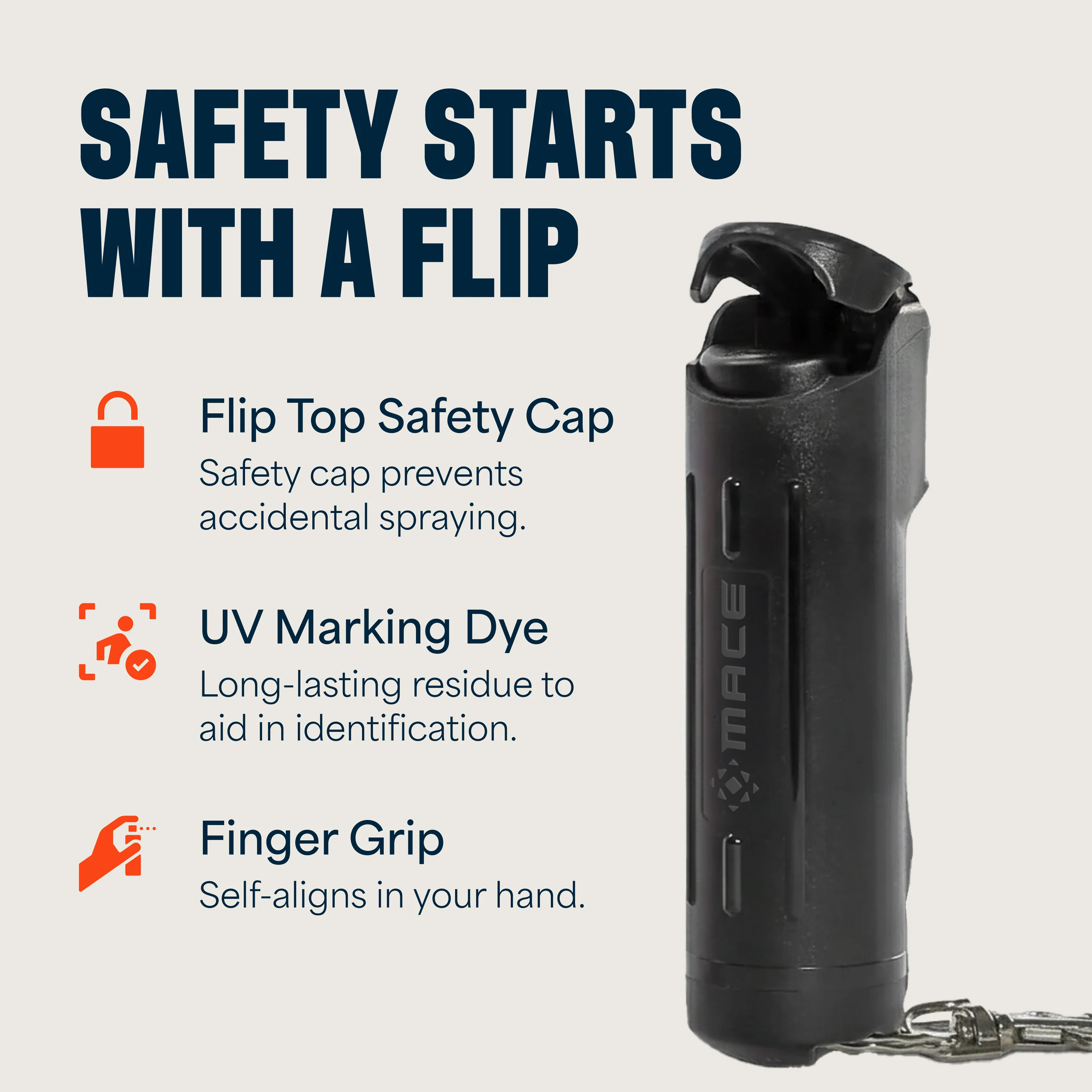 Mace Flip Top Compact Hard Case Pepper Spray - Black - Image 3