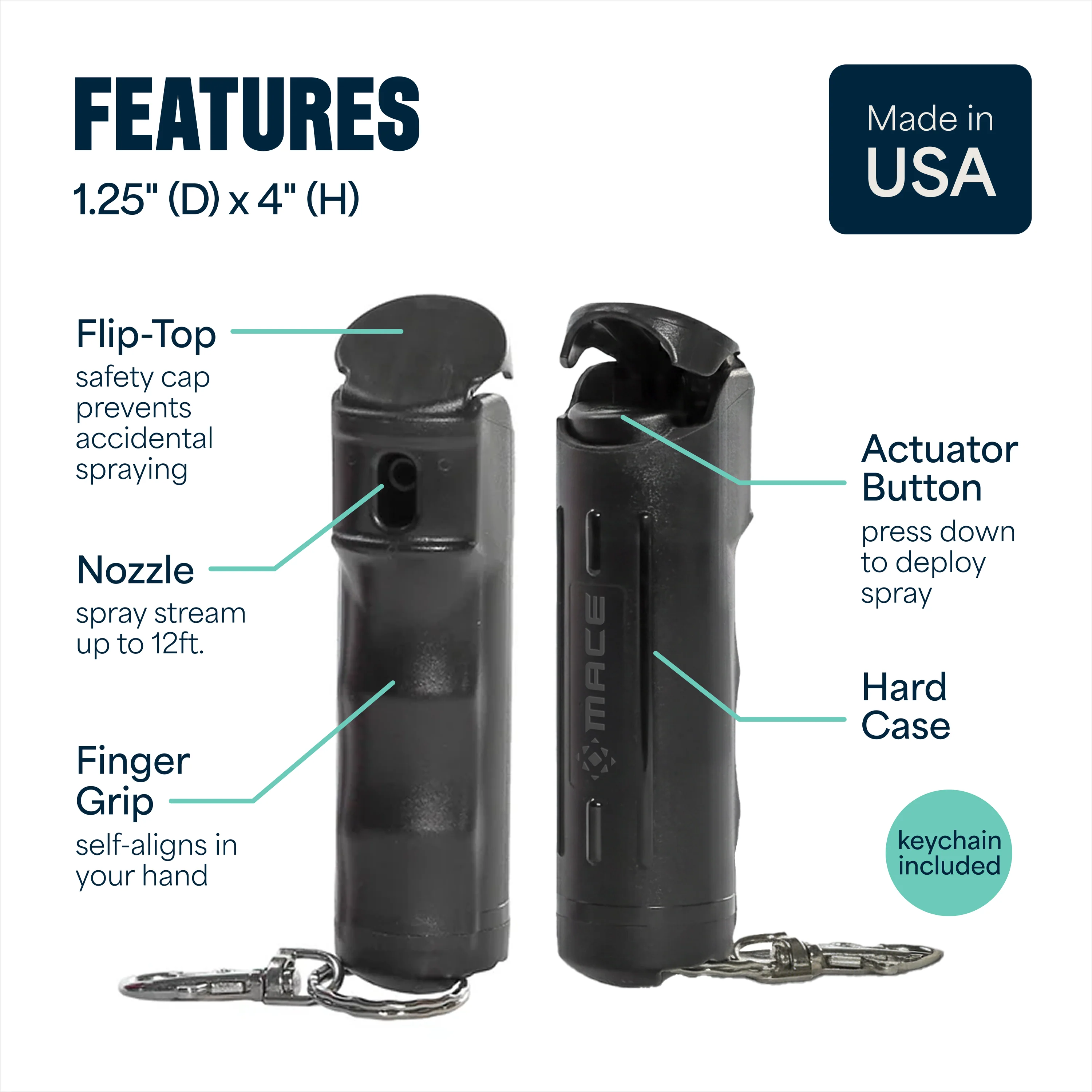 Mace Flip Top Compact Hard Case Pepper Spray - Black - Image 7