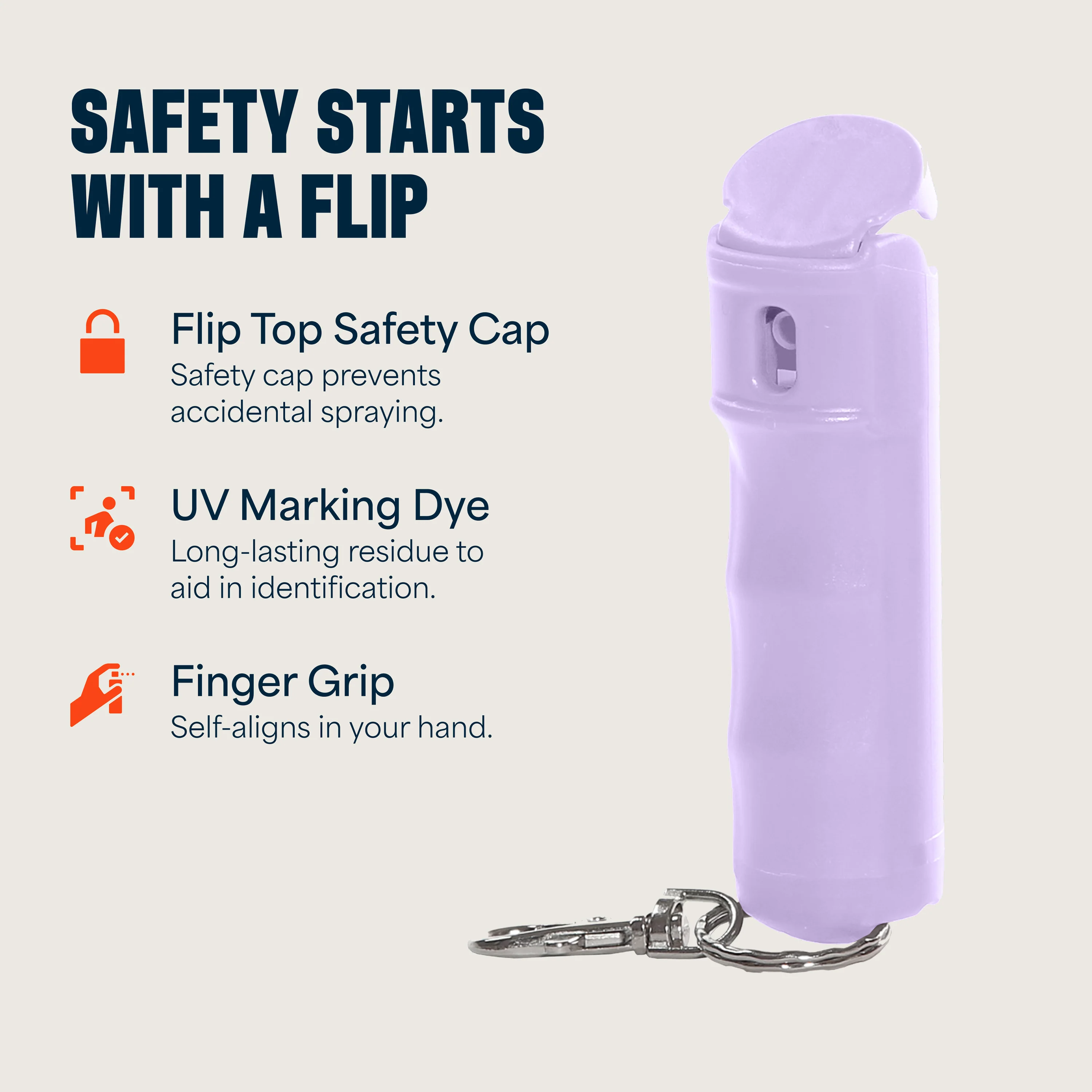 Hard Case Pepper Spray, Clip On (Lilac) 2-Pack - Image 3