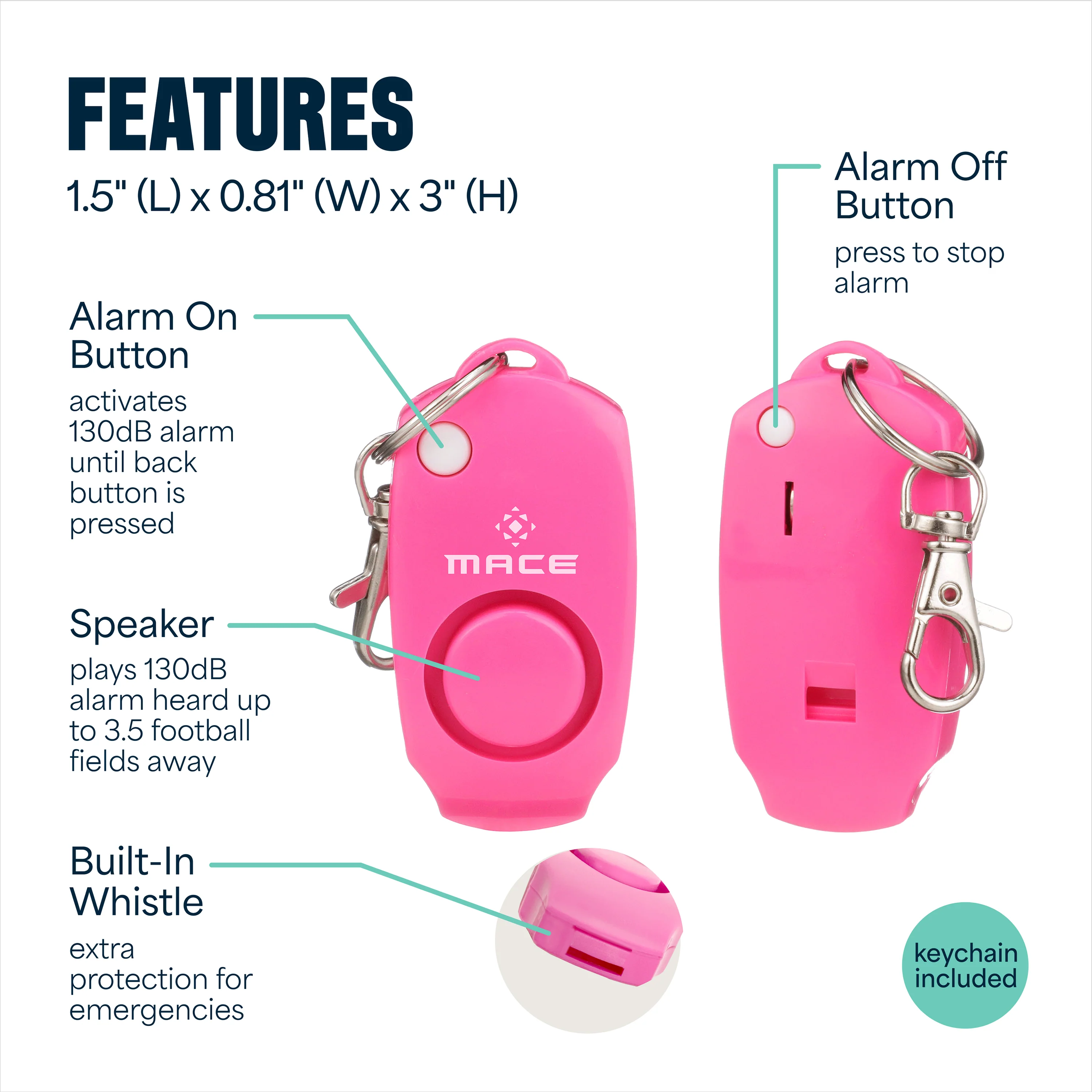 Mace Ergo Stun Gun, Alarm, & Compact Hard Case Pepper Spray - Pink - Image 13