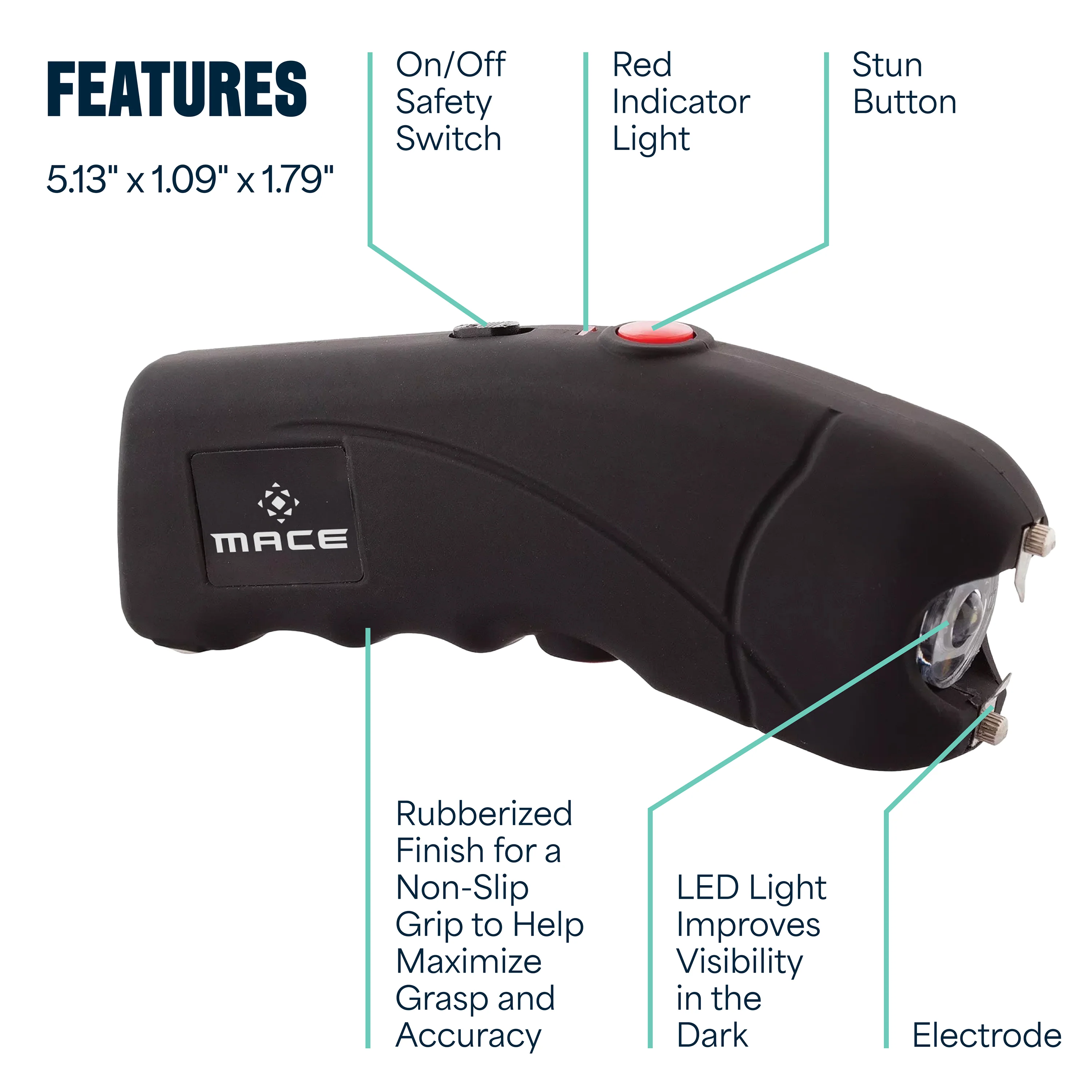 Mace Ergo Stun Gun & Compact Hard Case Pepper Spray - Black - Image 10