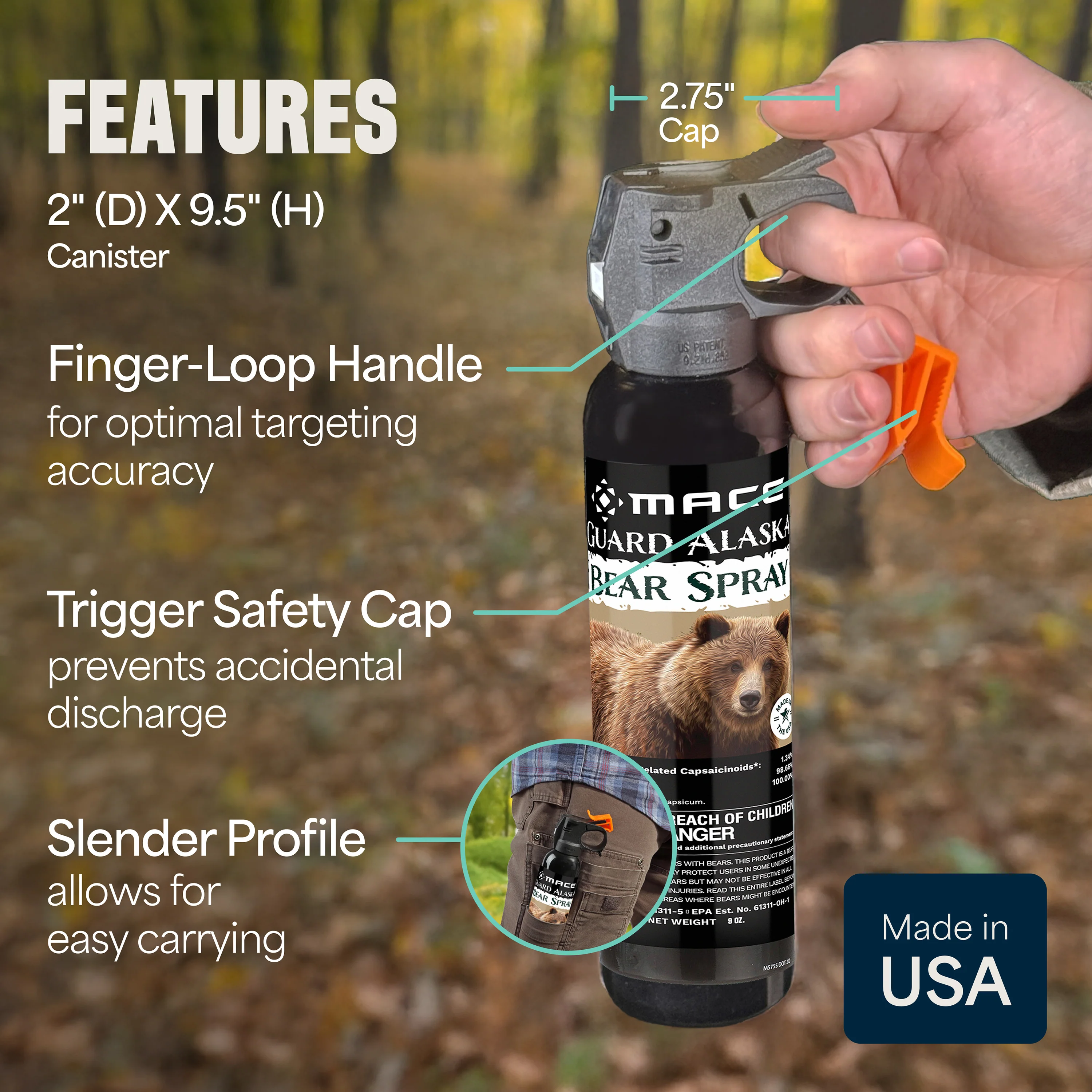 Mace Guard Alaska Bear Deterrent & Self Defense Spray with Spray Holster, 2 Pack - Image 6