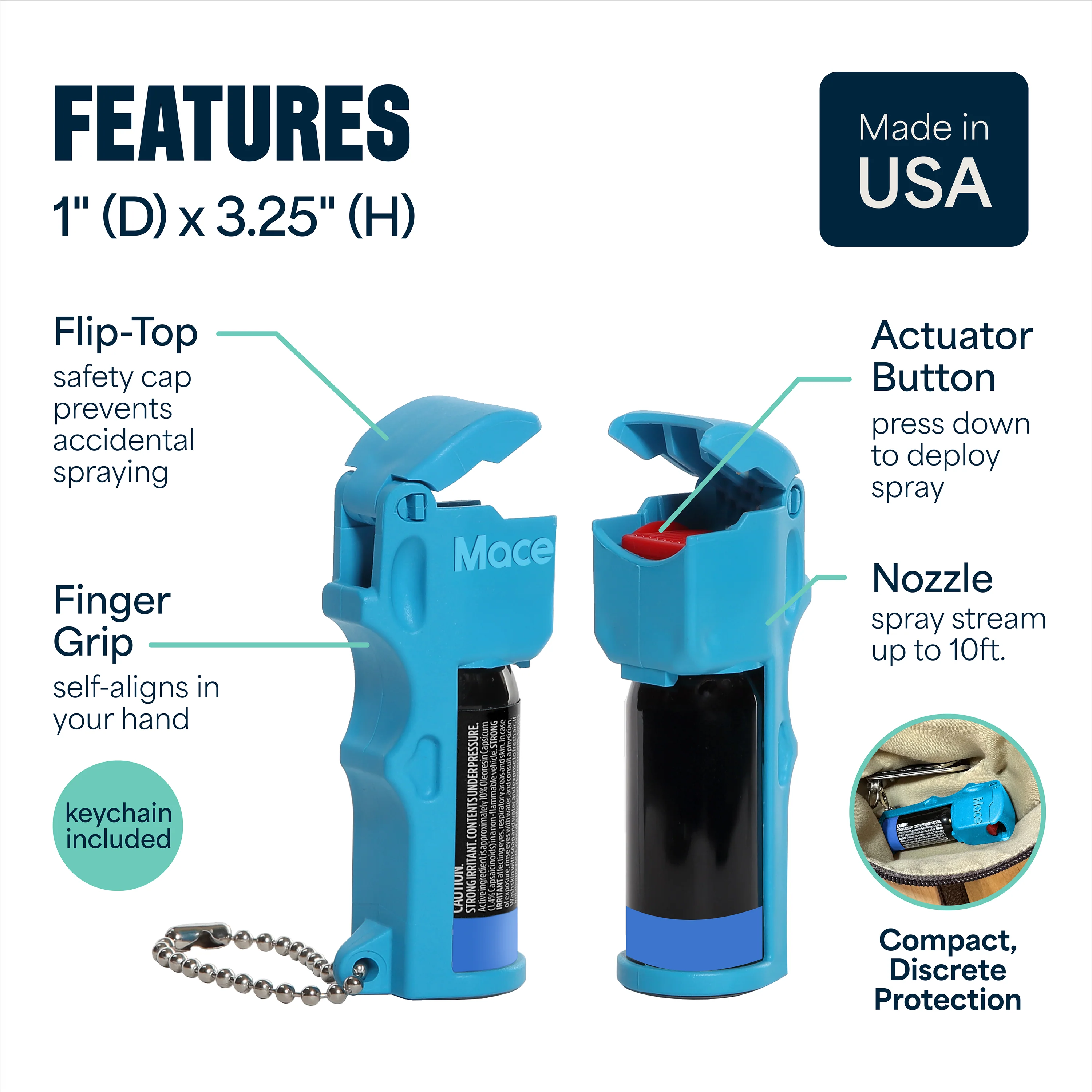Mace Triple Action Pocket Model Pepper Spray - Blue - Image 6