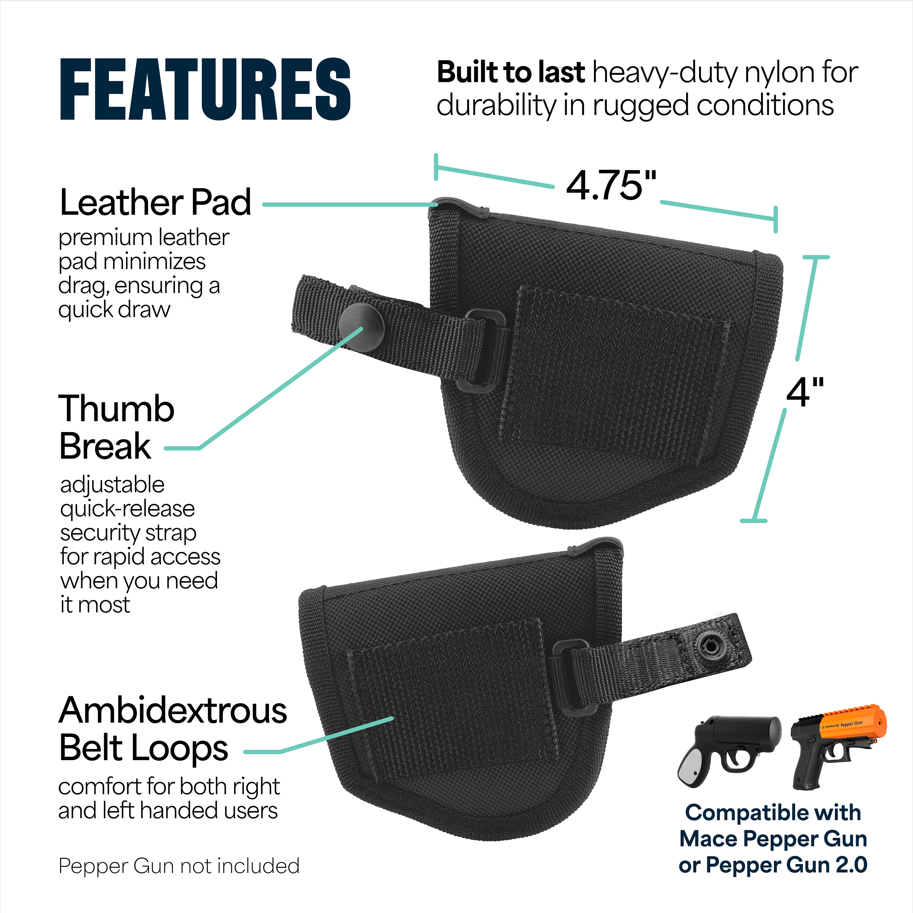 Mace Pepper Spray Gun Nylon Holster - Image 6