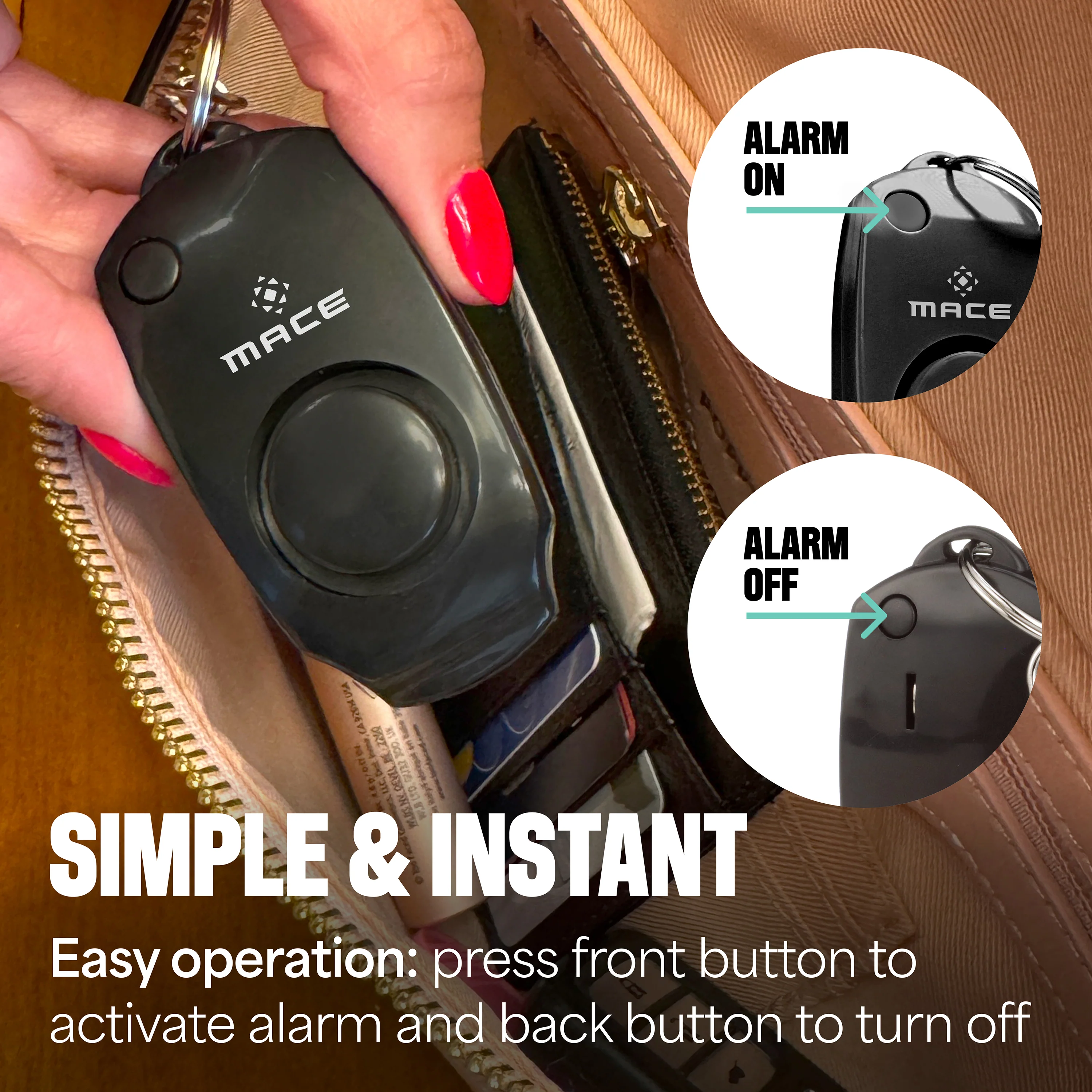 Mace Personal Safety Alarm with Keychain - Black - Image 7