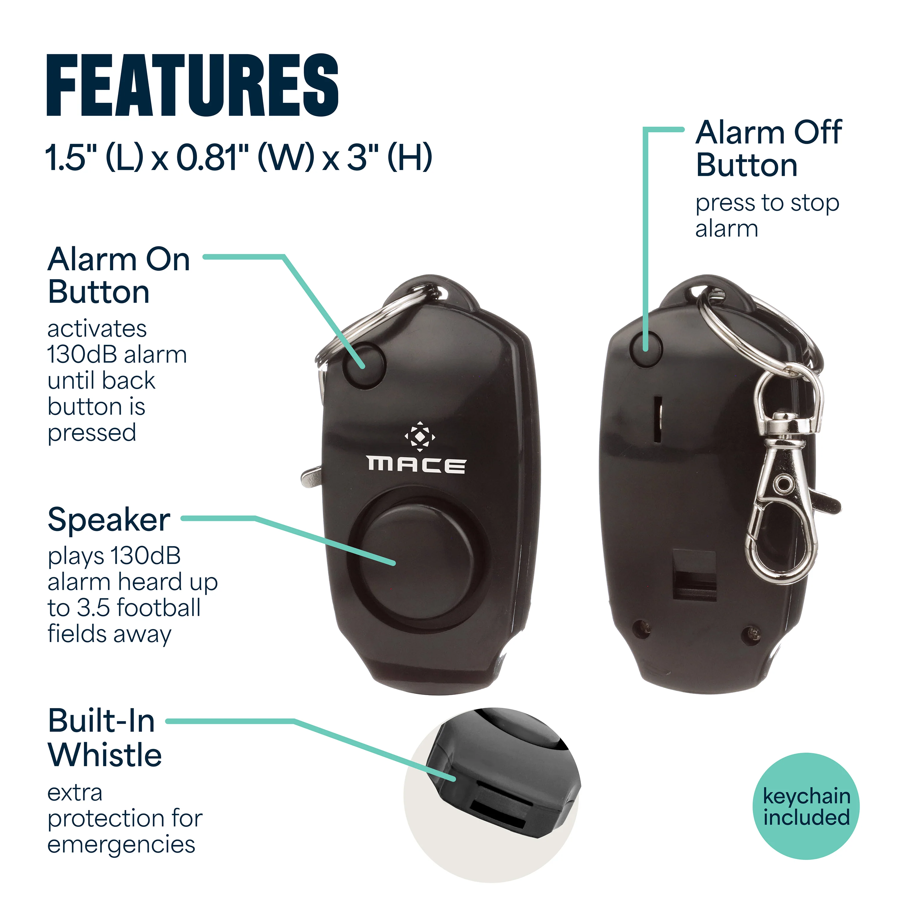Mace Pepper Spray and Personal Alarm Combo Kit - Black - Image 8