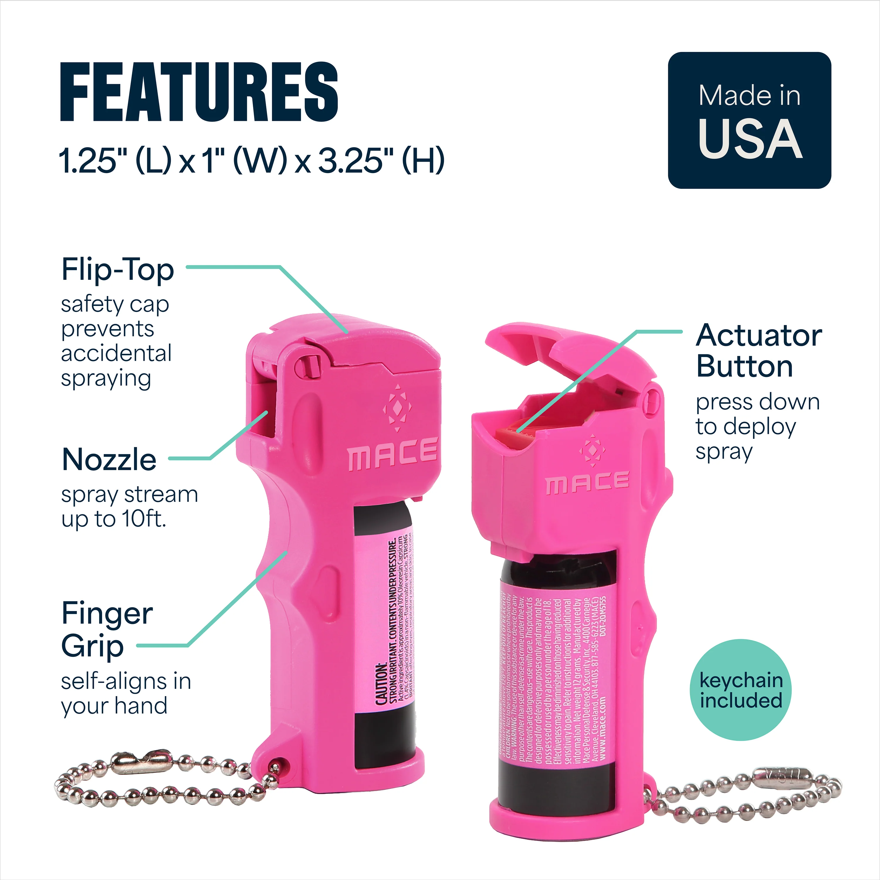 Mace Pepper Spray and Personal Alarm Combo Kit - Pink - Image 7