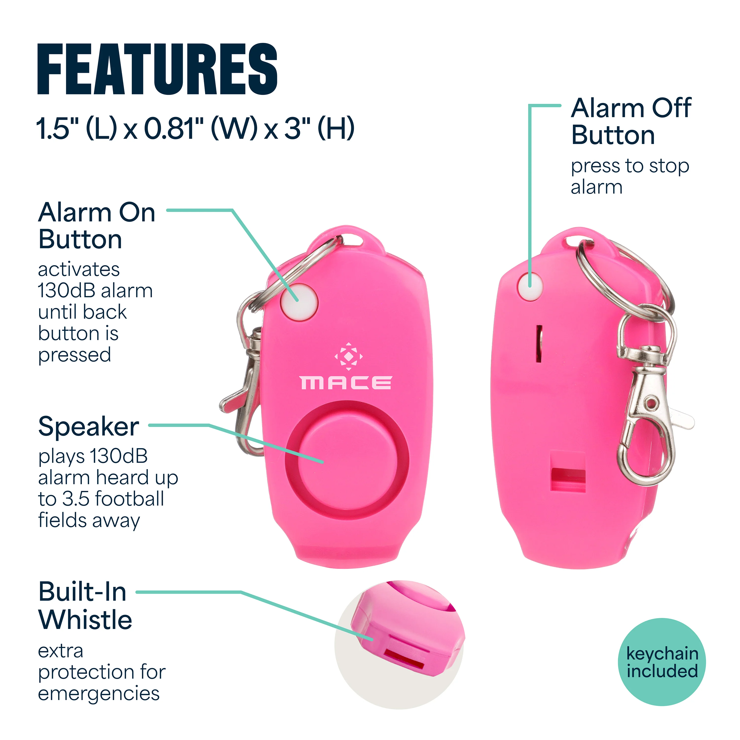 Mace Pepper Spray and Personal Alarm Combo Kit - Pink - Image 8