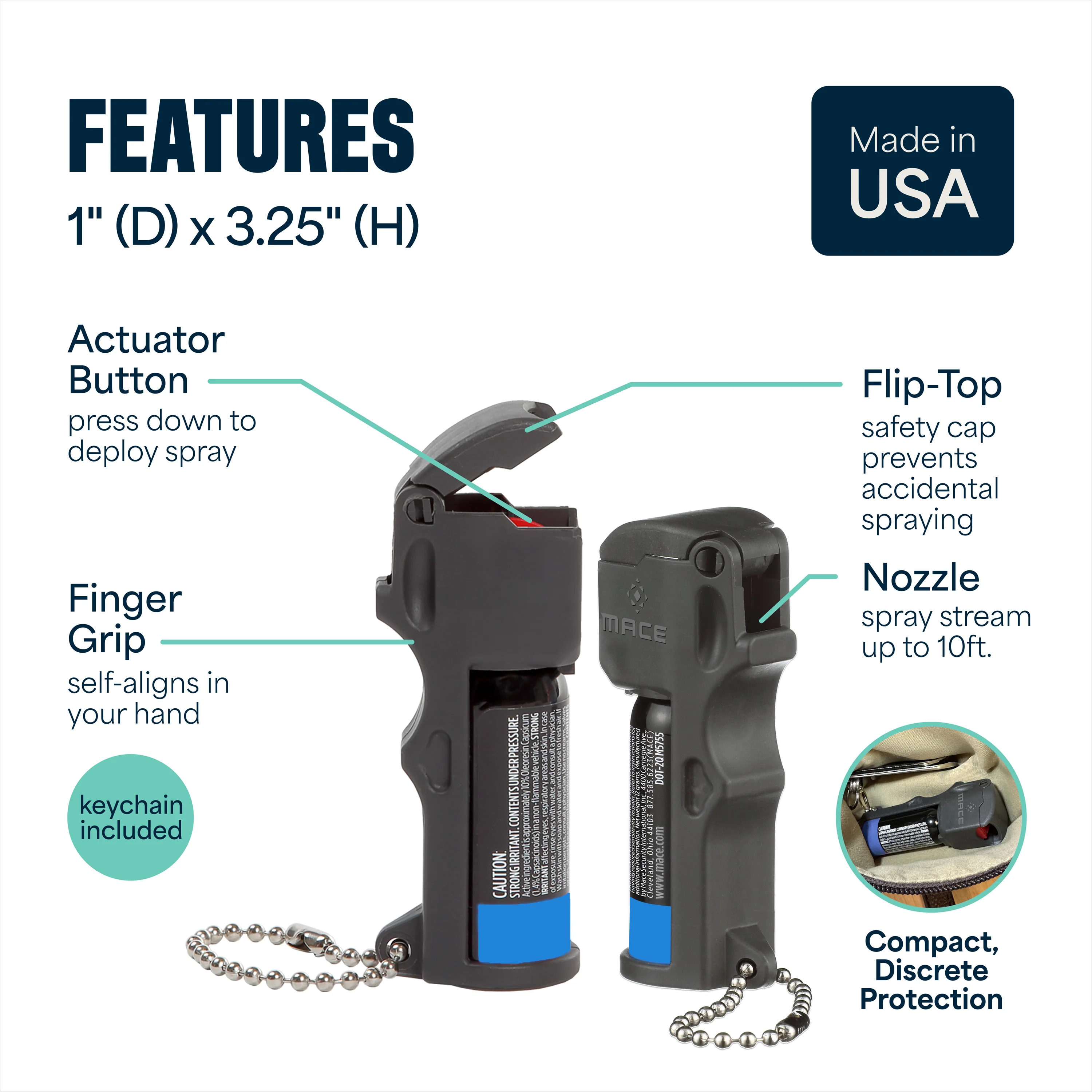 Mace 3-in-1 Flip Top Pocket Pepper Spray - Black - Image 6